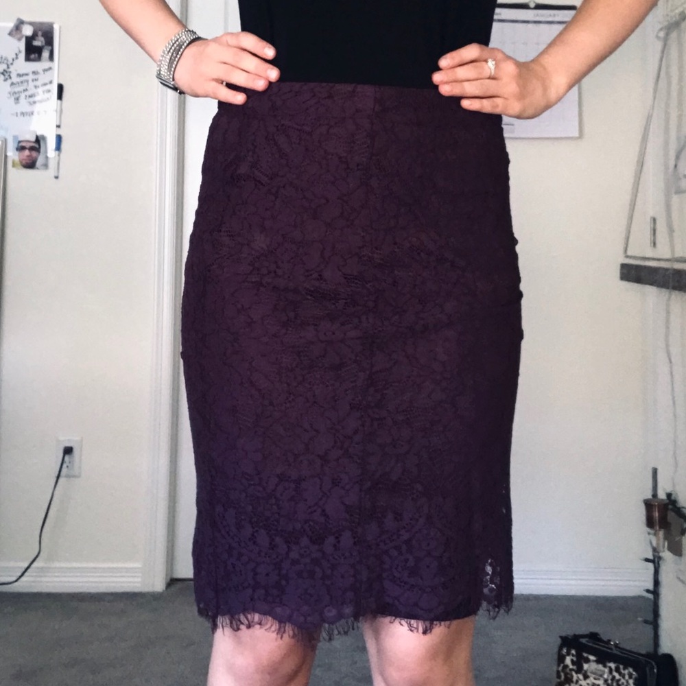 Lace Purple Pencil Skirt •